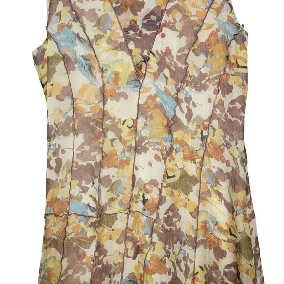 Sundance Women's Evelyn 100% Silk Crepe Slip Dress Watercolor Print Size 12 - Picture 5 of 12